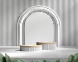 3D rendering platform podium with plant product presentation background photo