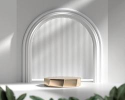 3D rendering platform podium with plant product presentation background photo
