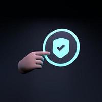 Shield icon. Data protection concept. 3d render illustration. photo