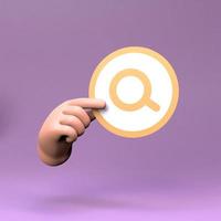 Magnifying glass icon. Search concept. 3d render illustration. photo