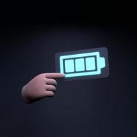 Charged battery icon. 3d render illustration. photo