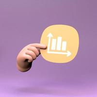 Growth graph icon. 3d render illustration. photo