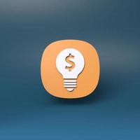 Light bulb icon. 3d render illustration. photo