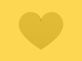 Flat heart. Symbol of love. Yellow one color. On a plain yellow background. Front view. 3d rendering. photo