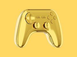 Realistic console game controller. Gold isolated icon on yellow background. 3D rendering. photo