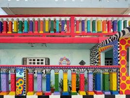 Isla Mujeres, Mexico - May 29, 2021 -  Colorful House of Crayola to minic crayons. photo