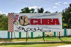 Sign showing Cuba breaking the American Embargo in Cienfuegos, Cuba, 2022 photo