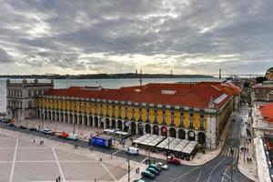 Commerce Square in Lisbon, Portugal with Christmas decorations. photo