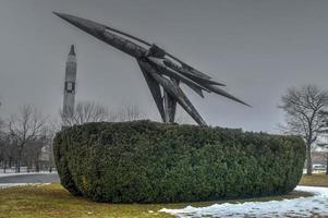 Sculpture Forms in Transit by Theodore Roszak next to Hall of Science in Flushing. Hall of Science is only hands-on science and technology center in NYC, 2022 photo