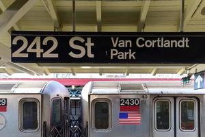 MTA 242 Street Station Van Cortlandt Park in the New York City Subway System. It is the terminus of the 1 train line in the Bronx, 2022 photo