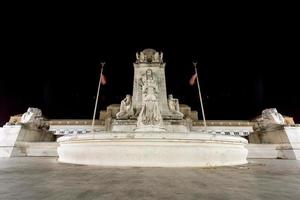 Columbus Fountain semicircular double-basin fountain in front of Union Station in Washington DC at night. photo