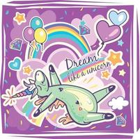 Magical cute Unicorn Template for Birthday party Invitation Card, Baby Shower, children prints, posters, Decoration vector