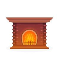 Fireplace isolated on white background. Decorative element for interior design of the living room. vector