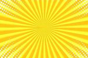 Retro yellow background with rays and halftone dots. Vintage background in pop art comic style. vector