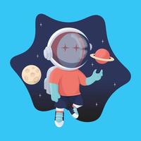 Punk Astronaut Plays with Planet and Moon vector