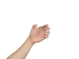 Left hand empty catch item on white isolated background photo