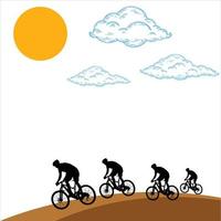 Cycle ride in the hill vector