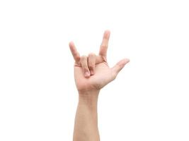 Hand gesture love finger white isolated photo