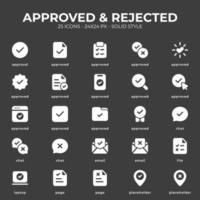 Approved and Rejected Icon Pack With White Color vector