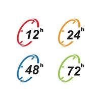 signo de 12, 24, 48 y 72 reloj flecha horas logo vector icono ilustración diseño