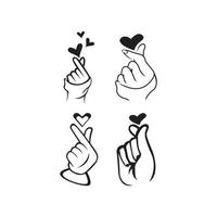 mini i love you hand ,korean heart finger i love you sign icon vector line art illustration sticker design social media