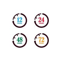 signo de 12, 24, 48 y 72 reloj flecha horas logo vector icono ilustración diseño