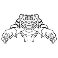 boceto de ilustración de ataque de tigre vector