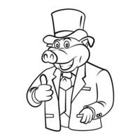 Pig Businessman Sketch Illustration vector