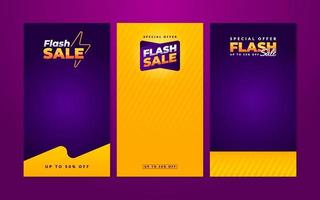 Flash sale vertical banner background vector, template social media stories post for media promotion with empty space vector