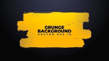 Abstract grunge background vector with paint brush and halftone effect, horizontal banner template design with gradient black and yellow color