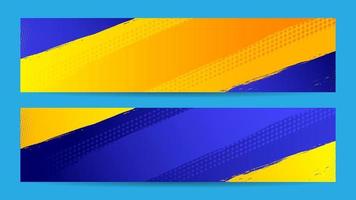 Abstract grunge background vector with paint brush and halftone effect, template design banner with gradient blue and yellow color of ukraine flag