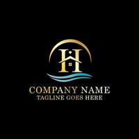 Luxury Hotel logo design,letter H vector good for building company logo template