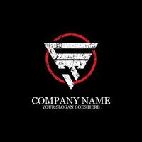 CT initial name logo design, with grunge style, Letter logo vector in the circle