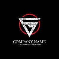 CV initial name logo design, with grunge style, Letter logo vector in the circle