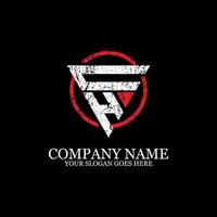 CH initial name logo design, with grunge style, Letter logo vector in the circle