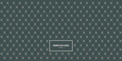 vintage pattern of rhombus and flowers with dark background vector