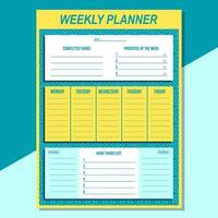 free vector of weekly planner template with retro style