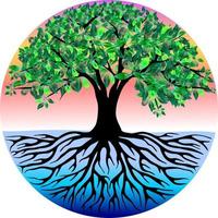 The illustrations and clipart. tree in the shape of a heart with colorful background vector