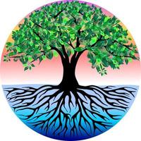 The illustrations and clipart. tree in the shape of a heart with colorful background vector