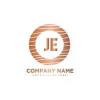 JE Initial Letter circle wood logo template vector