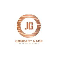 JG Initial Letter circle wood logo template vector