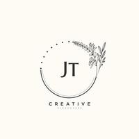 JT Beauty vector initial logo art, handwriting logo of initial signature, wedding, fashion, jewerly, boutique, floral and botanical with creative template for any company or business.