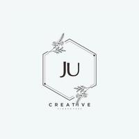 arte del logotipo inicial del vector de belleza ju, logotipo de escritura a mano de firma inicial, boda, moda, joyería, boutique, floral y botánica con plantilla creativa para cualquier empresa o negocio.