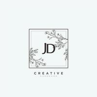 arte del logotipo inicial del vector de belleza jd, logotipo de escritura a mano de firma inicial, boda, moda, joyería, boutique, floral y botánica con plantilla creativa para cualquier empresa o negocio.