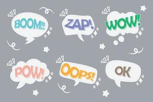 pop art comic speech bubbles with different emotions and bright composition with explosive halftone rays vector