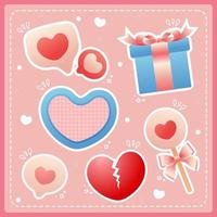 cute hand draw valentine's day element, romantic love background vector