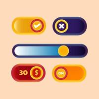 Game asset UI design cartoon element with elegant and colorful vector