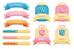 Game asset UI design cartoon element with elegant and colorful vector