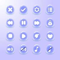 diseño para un conjunto completo de elementos y ventanas de iconos emergentes del juego de botones de nivel vector
