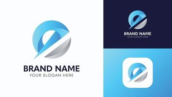 Lowercase letter e business logo template with 3d concept vector